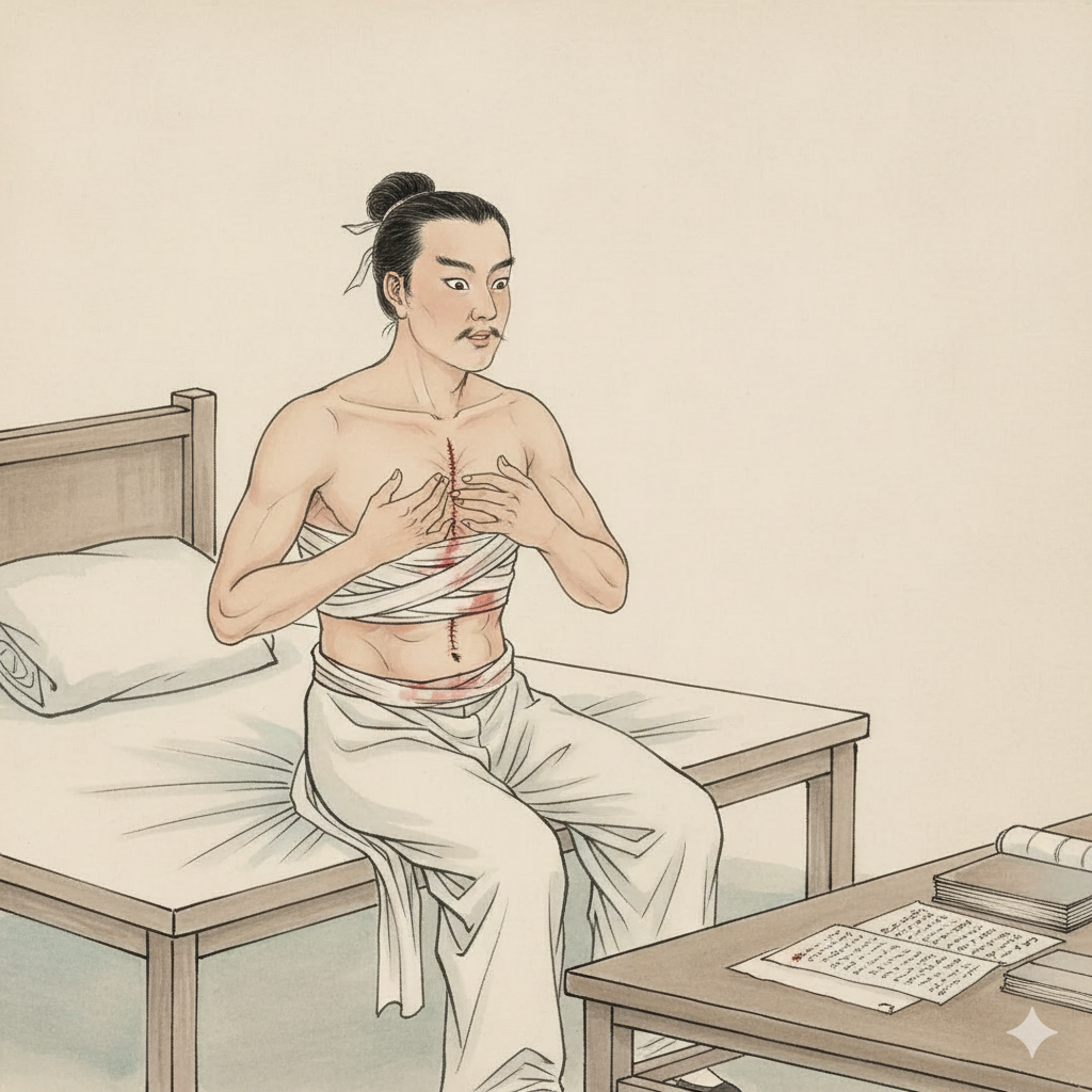 Lu Pan replaces the scholar's heart as a ghostly surgery.