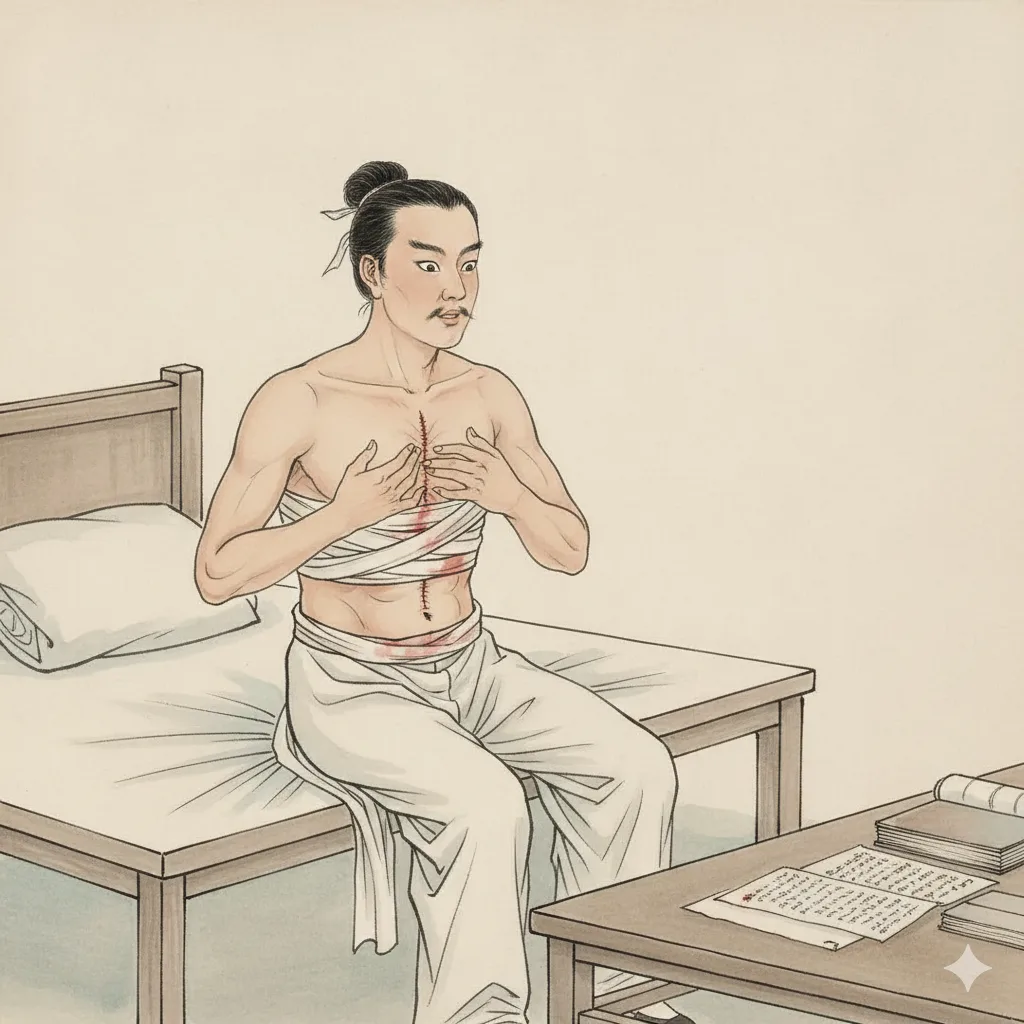 Lu Pan replaces the scholar's heart as a ghostly surgery.