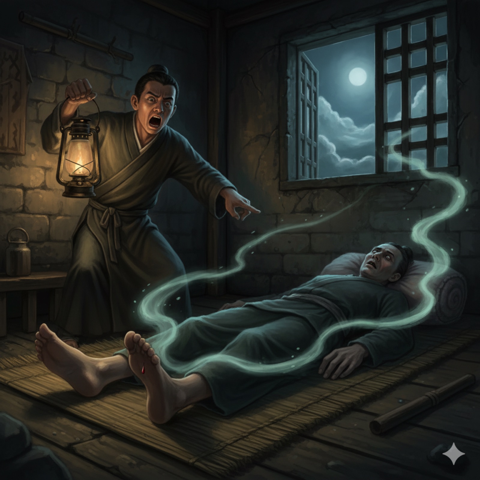 A Lanxi scholar collapses with a bloodless wound in his foot, victim of the night-roving demon