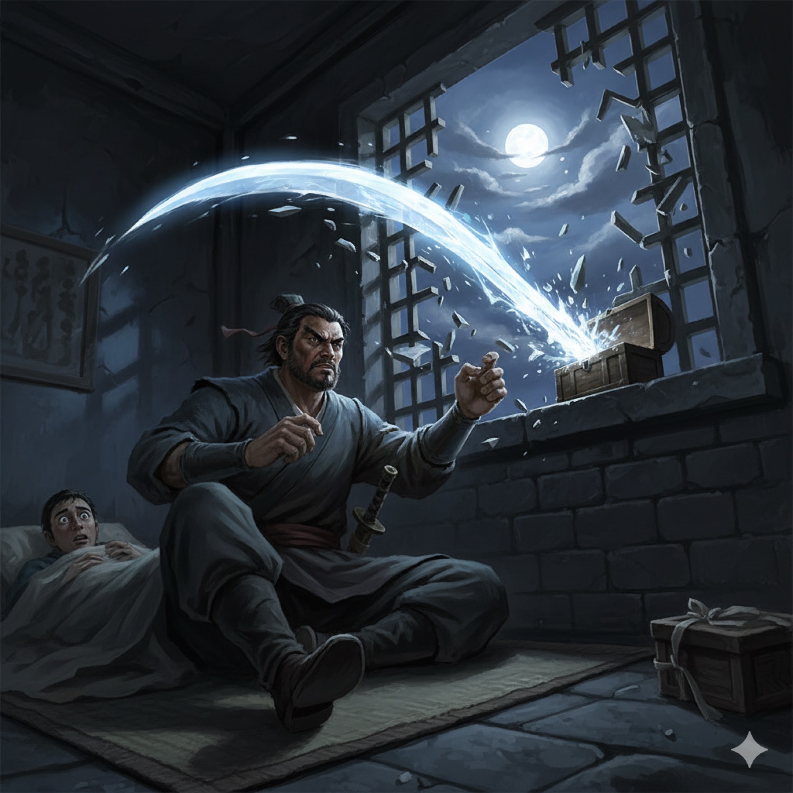 Yan Chixia's sword aura blasts through the lattice toward the lurking demon