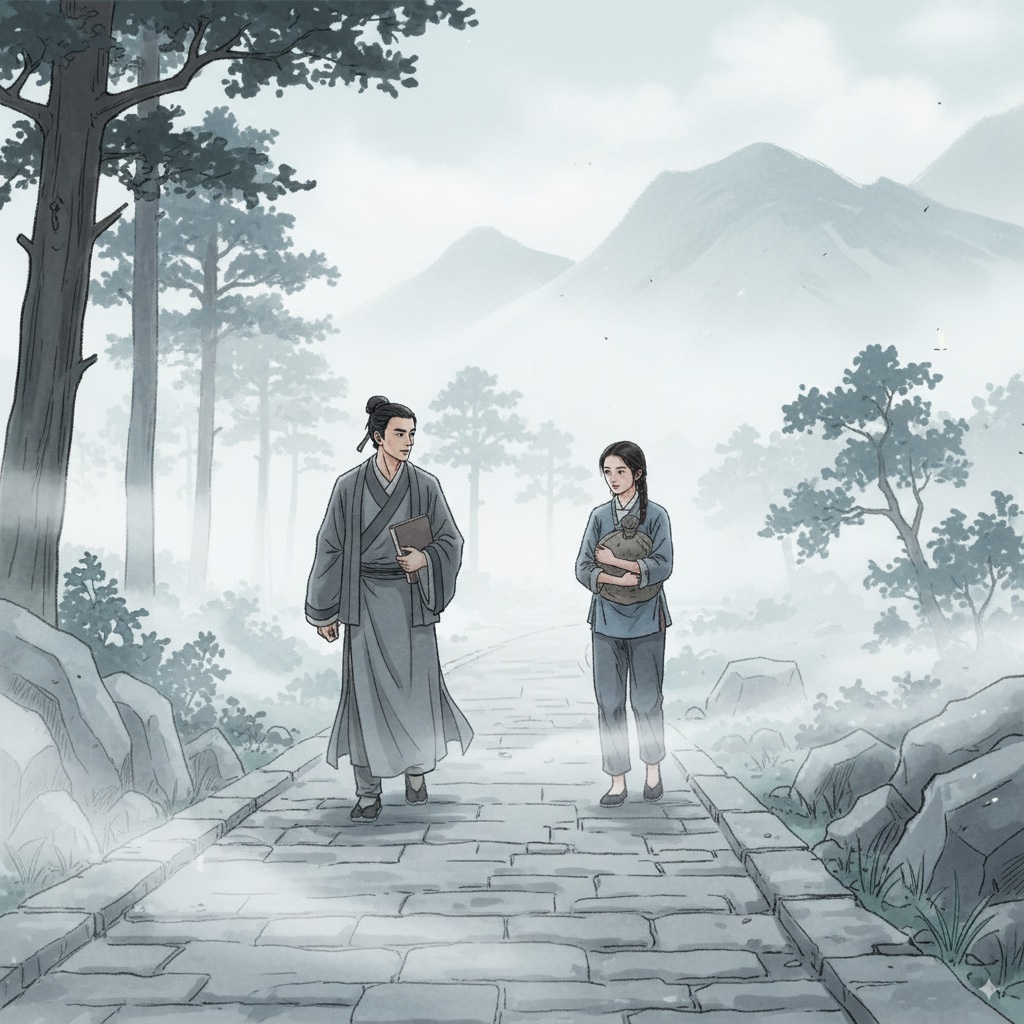 Scholar meets a mysterious girl at dawn in a Pu Songling story