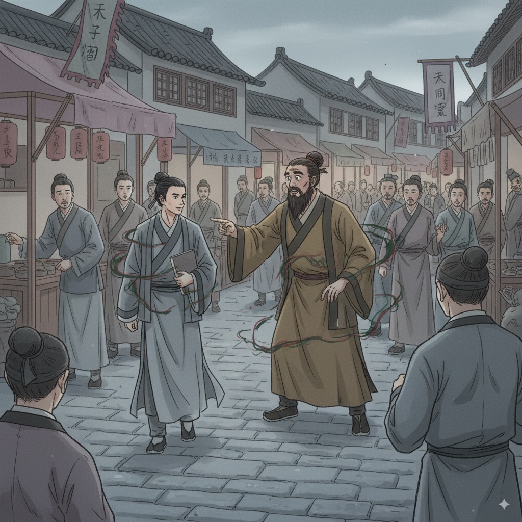 Taoist priest warning the scholar in the Painted Skin legend