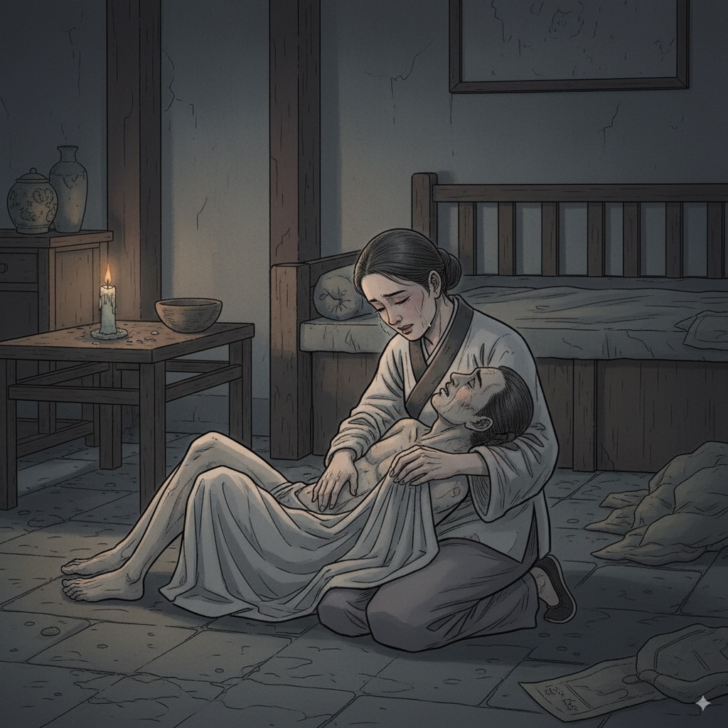 Chen pleading with a mad mystic in Pu Songling's Painted Skin