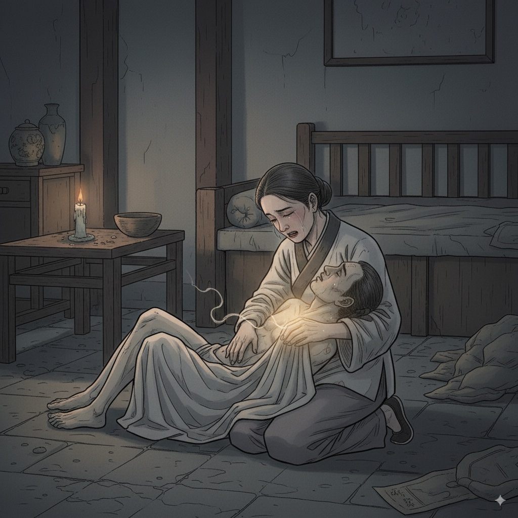 Chen reviving Wang in a Pu Songling ghost story