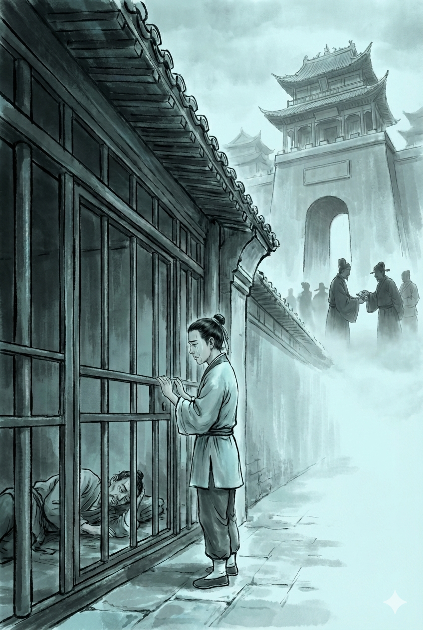 Xi Fangping stands before the City God court, petition in hand.