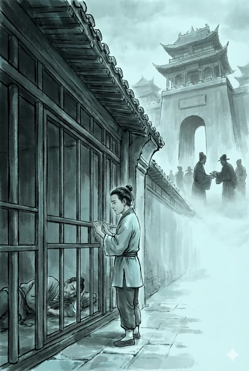 Xi Fangping stands before the City God court, petition in hand.