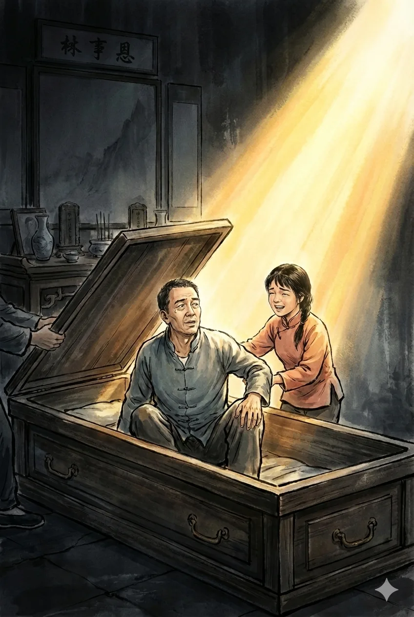 Father and son return home as their family is restored.