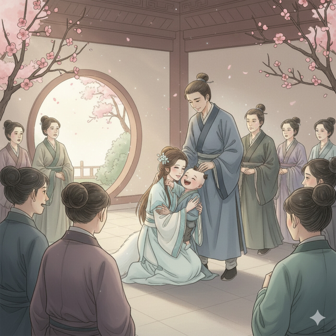 A cheerful infant smiling in Yingning’s arms